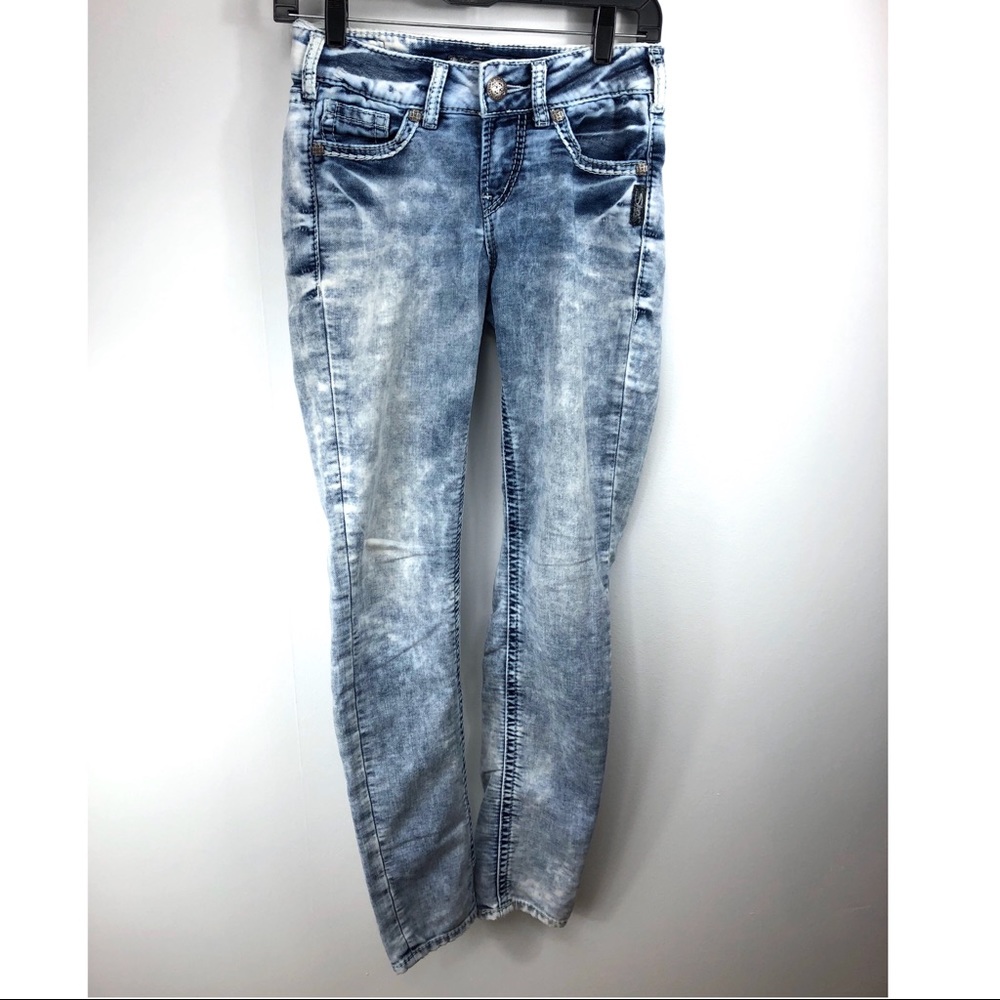 Silver Acid Washed Suki joga mid rise skinny jeans